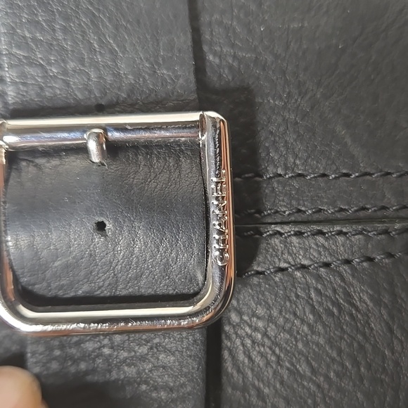 CHANEL - 14B CC Black Leather Buckle Moto Biker Boots - 37 - Picture 6 of 12